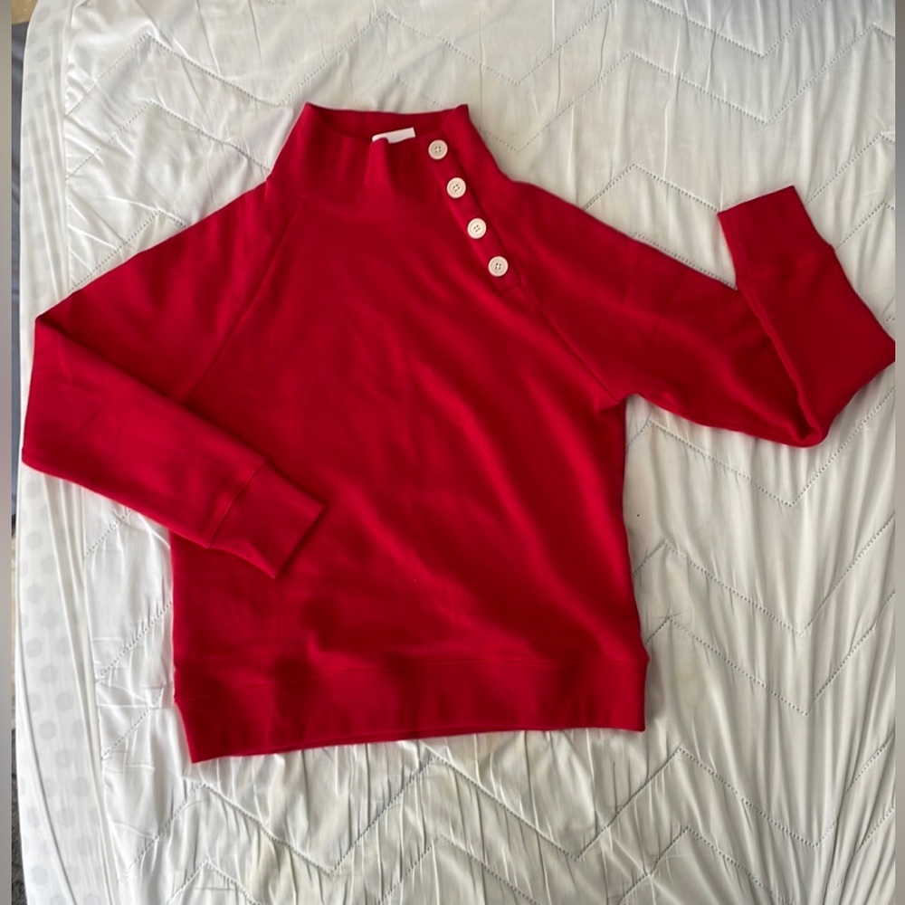 J Crew Tartan wide button-collar sweatshirt Small.